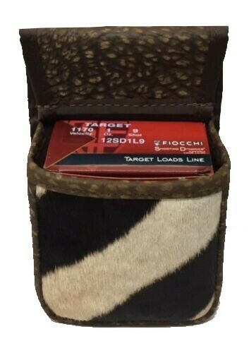 (image for) Burchell Zebra & Brown Cape Buffalo Shotgun Shell Box Trap Skeet Pouch